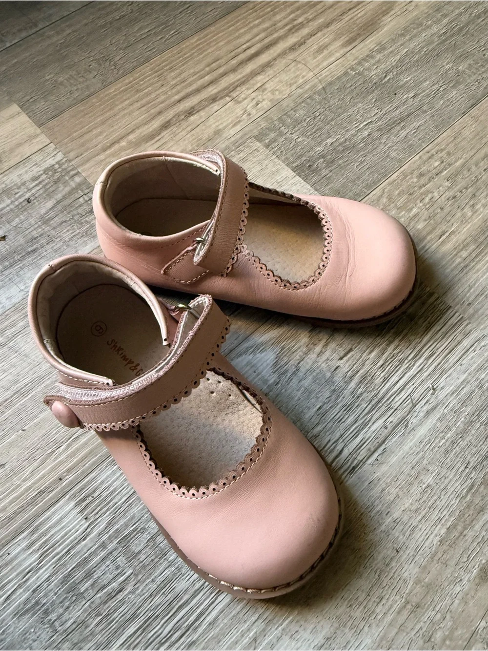 Toddler Pink Mary Jane Dress Shoes with Scallop Trim